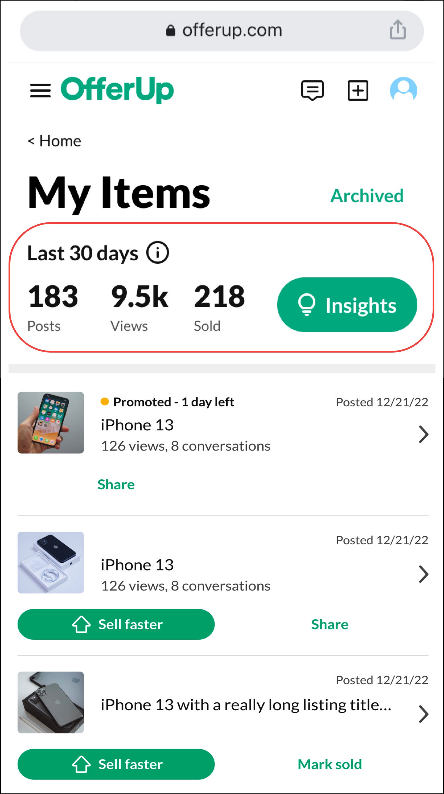 Sell smarter with Insights OfferUp Support