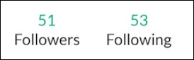 The number of Followers you have and people your Following.