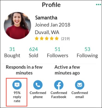 User's profile page shows a 95% Reply Rate badge.