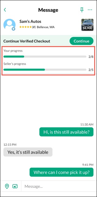 Two progress bars show your progress and the other user's progress.