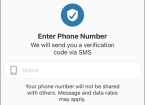 Enter phone number screen